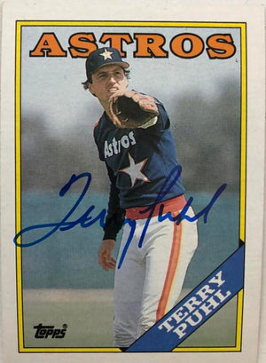 Terry Puhl Signed 1988 Topps Baseball Card - Houston Astros