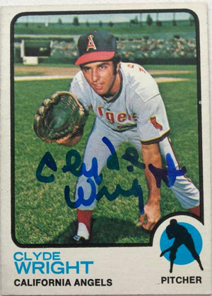 Clyde Wright Signed 1973 Topps Baseball Card - California Angels