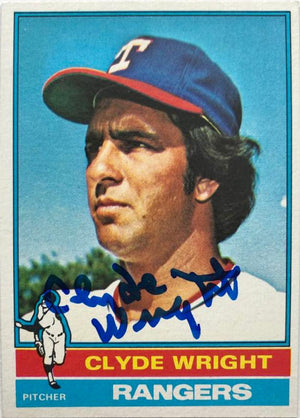 Clyde Wright Signed 1976 Topps Baseball Card - Texas Rangers