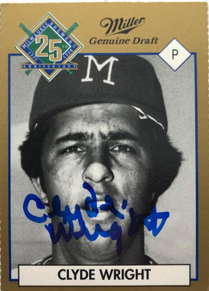 Clyde Wright Signed 1994 Miller Brewing Baseball Card - Milwaukee Brewers