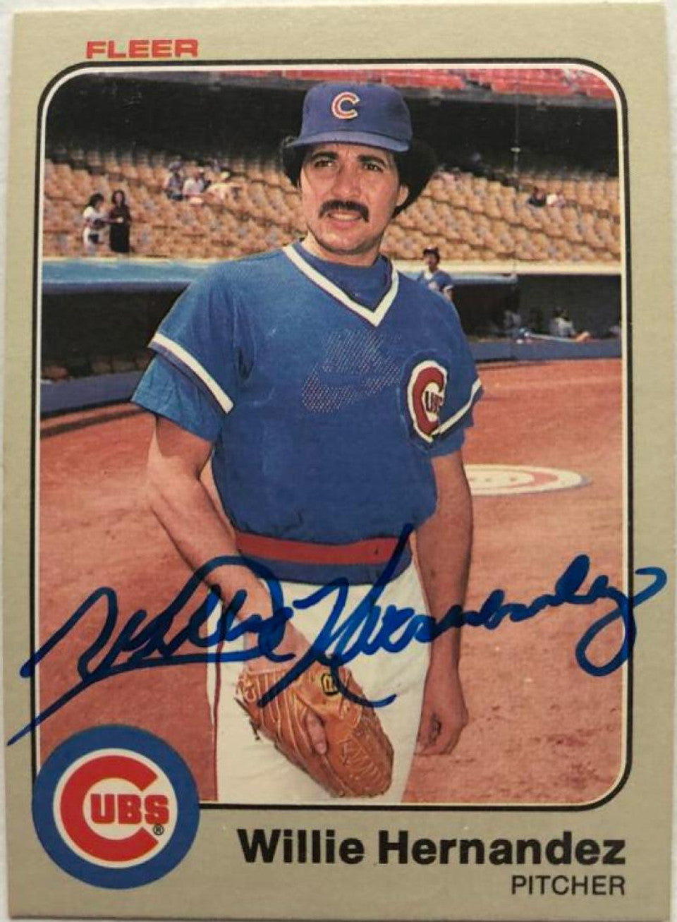 Willie Hernandez Signed 1983 Fleer Baseball Card - Chicago Cubs