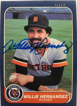 Willie Hernandez Signed 1986 Fleer Baseball Card - Detroit Tigers