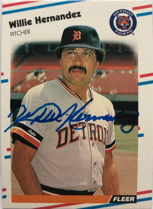 Willie Hernandez Signed 1988 Fleer Baseball Card - Detroit Tigers