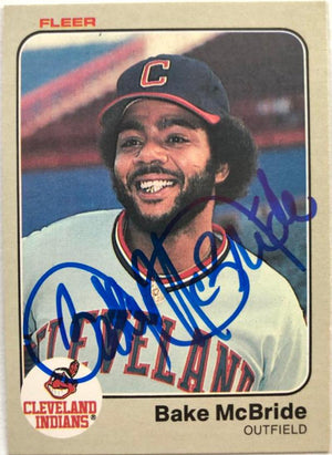 Bake McBride Signed 1983 Fleer Baseball Card - Cleveland Indians