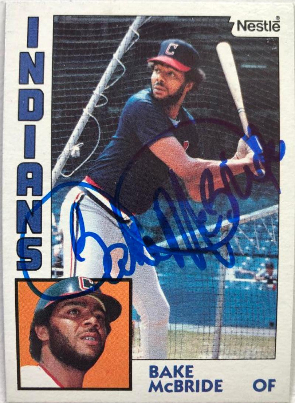 Bake McBride Signed 1984 Nestle Baseball Card - Cleveland Indians