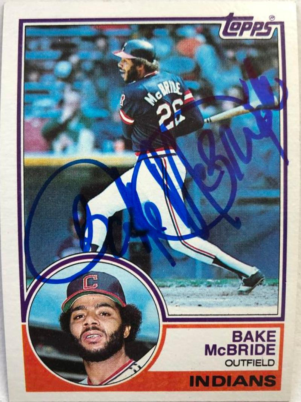 ベイク マクブライド サイン入り 1983 トップス ベースボール カード - クリーブランド インディアンス