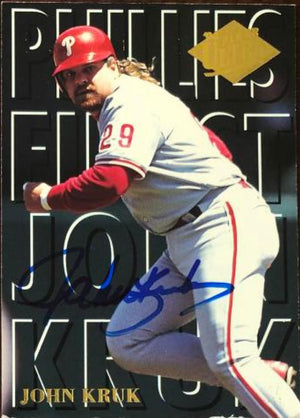 John Kruk Signed 1994 Fleer Ultra Phillies Finest Baseball Card - Philadelphia Phillies #M4