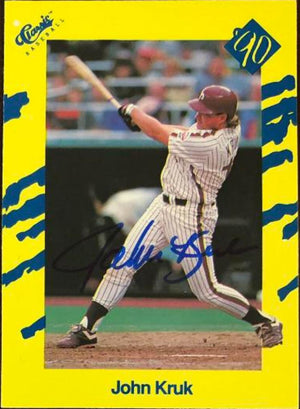 John Kruk Signed 1990 Classic Baseball Card - Philadelphia Phillies