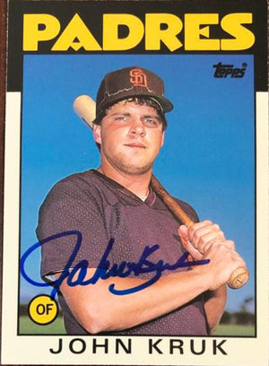 John Kruk Signed 1986 Topps Traded Baseball Card - San Diego Padres