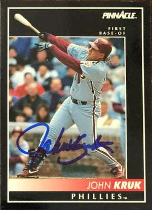 John Kruk Signed 1992 Pinnacle Baseball Card - Philadelphia Phillies