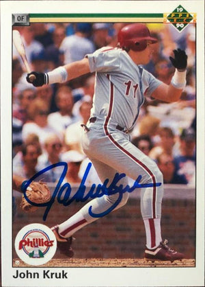 John Kruk Signed 1990 Upper Deck Baseball Card - Philadelphia Phillies