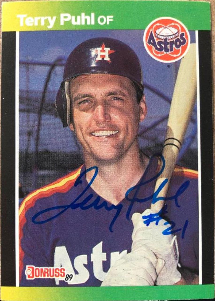 Terry Puhl Signed 1989 Donruss Baseball's Best Baseball Card - Houston Astros