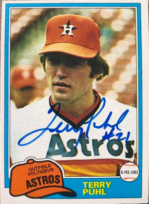 Terry Puhl Signed 1981 O-Pee-Chee Baseball Card - Houston Astros