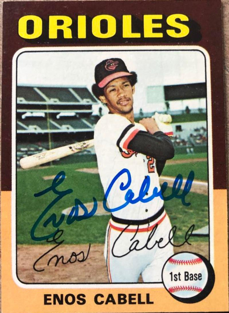 Enos Cabell Signed 1975 Topps Baseball Card - Baltimore Orioles