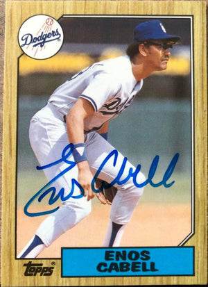 Enos Cabell Signed 1987 Topps Tiffany Baseball Card - Los Angeles Dodgers