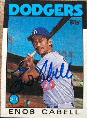 Enos Cabell Signed 1986 Topps Baseball Card - Los Angeles Dodgers