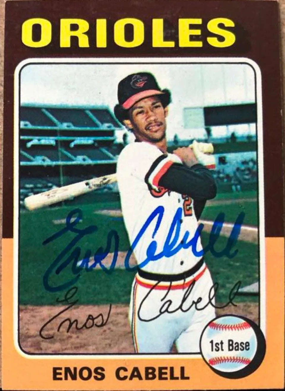 Enos Cabell Signed 1975 Topps Mini Baseball Card - Baltimore Orioles