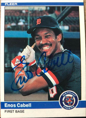 Enos Cabell Signed 1984 Fleer Baseball Card - Detroit Tigers
