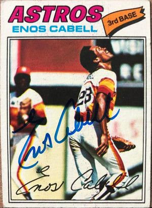 イーノス・カベル サイン入り 1977 トップスベースボールカード - ヒューストン・アストロズ