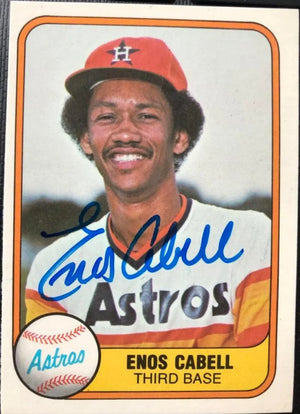 イーノス・カベル サイン入り 1981 Fleer ベースボールカード - ヒューストン・アストロズ