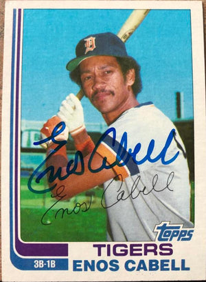 イーノス・カベル サイン入り 1982 トップス トレード ベースボール カード - デトロイト タイガース