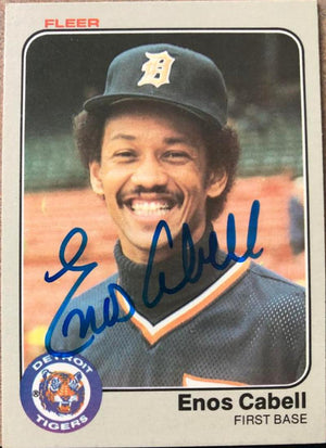 Enos Cabell Signed 1983 Fleer Baseball Card - Detroit Tigers