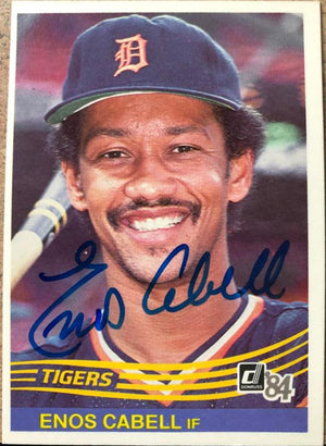 Enos Cabell Signed 1984 Donruss Baseball Card - Detroit Tigers