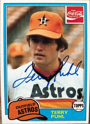 Terry Puhl Signed 1981 Topps Coca-Cola Baseball Card - Houston Astros