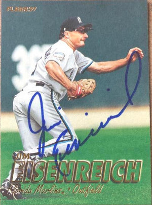 Jim Eisenreich Signed 1997 Fleer Baseball Card - Florida Marlins