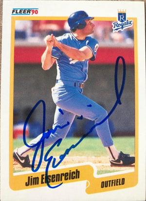 Jim Eisenreich Signed 1990 Fleer Baseball Card - Kansas City Royals