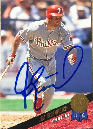 Jim Eisenreich Signed 1993 Leaf Baseball Card - Philadelphia Phillies