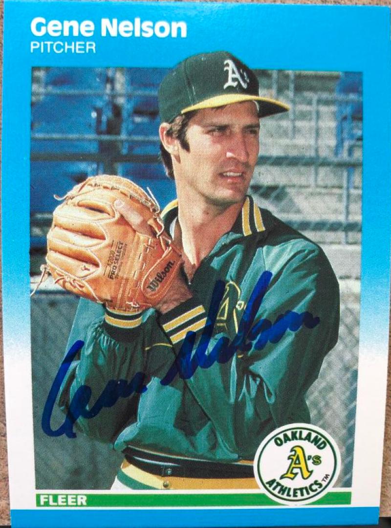 Gene Nelson Signed 1987 Fleer Update Baseball Card - Oakland A's #U-86