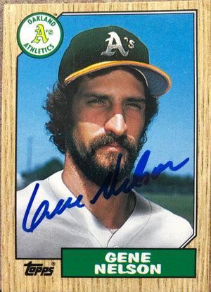Gene Nelson Signed 1987 Topps Traded Baseball Card - Oakland Athletics #84T