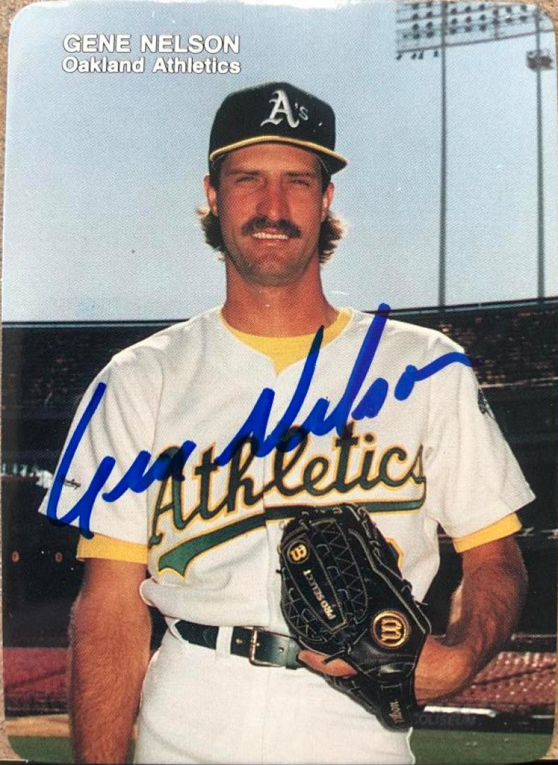 Gene Nelson Signed 1988 Mother's Cookies Baseball Card - Oakland A's #25