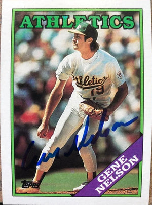 Gene Nelson Signed 1988 Topps Baseball Card - Oakland A's #621