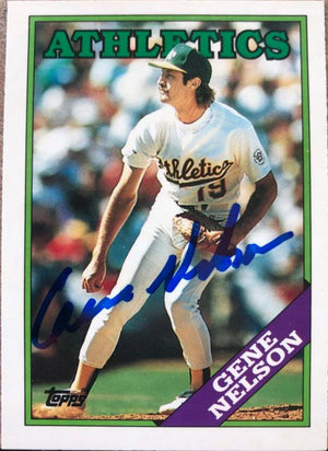 Gene Nelson Signed 1988 Topps Tiffany Baseball Card - Oakland A's #621