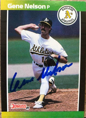 Gene Nelson Signed 1989 Donruss Baseball Card - Oakland A's #540