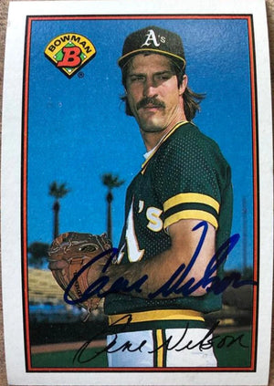 Gene Nelson Signed 1989 Bowman Baseball Card - Oakland A's #185