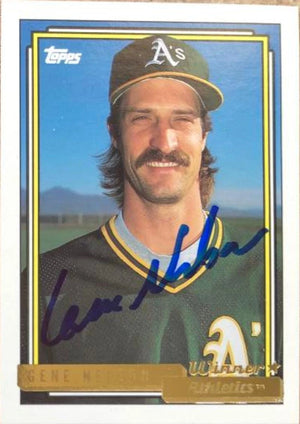 Gene Nelson Signed 1992 Topps Gold Winner Baseball Card - Oakland A's #62