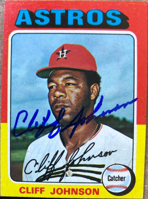 Cliff Johnson Signed 1975 Topps Mini Baseball Card - Houston Astros
