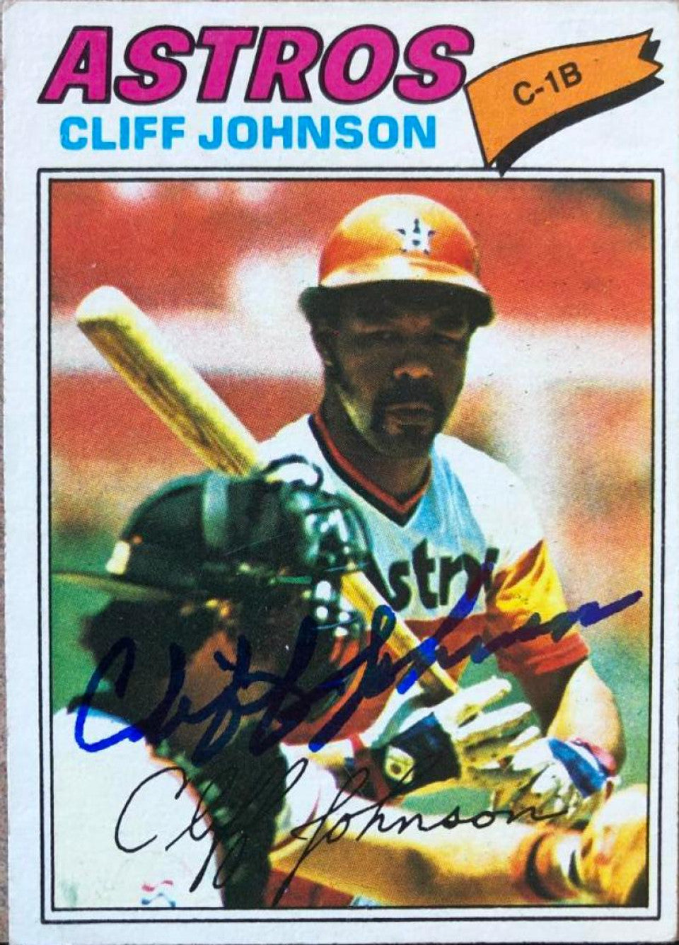 Cliff Johnson Signed 1977 Topps Baseball Card - Houston Astros