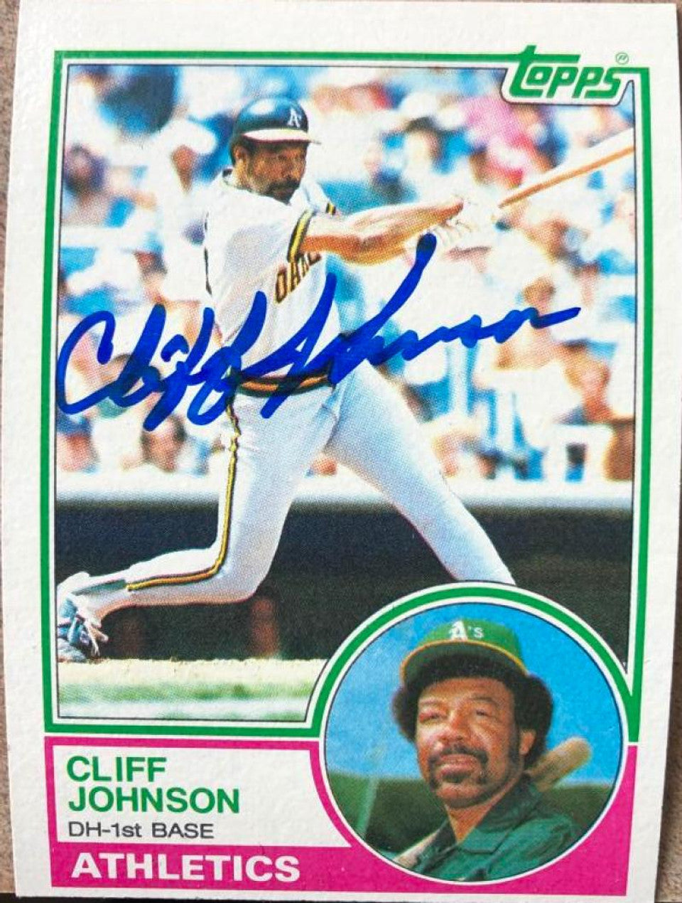 Cliff Johnson Signed 1983 Topps Baseball Card - Oakland A's