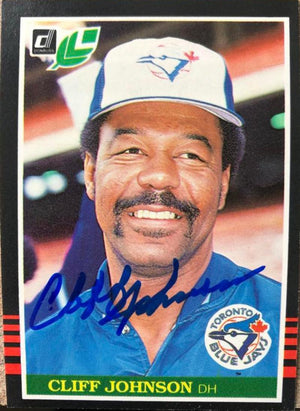 Cliff Johnson Signed 1985 Leaf Baseball Card - Toronto Blue Jays