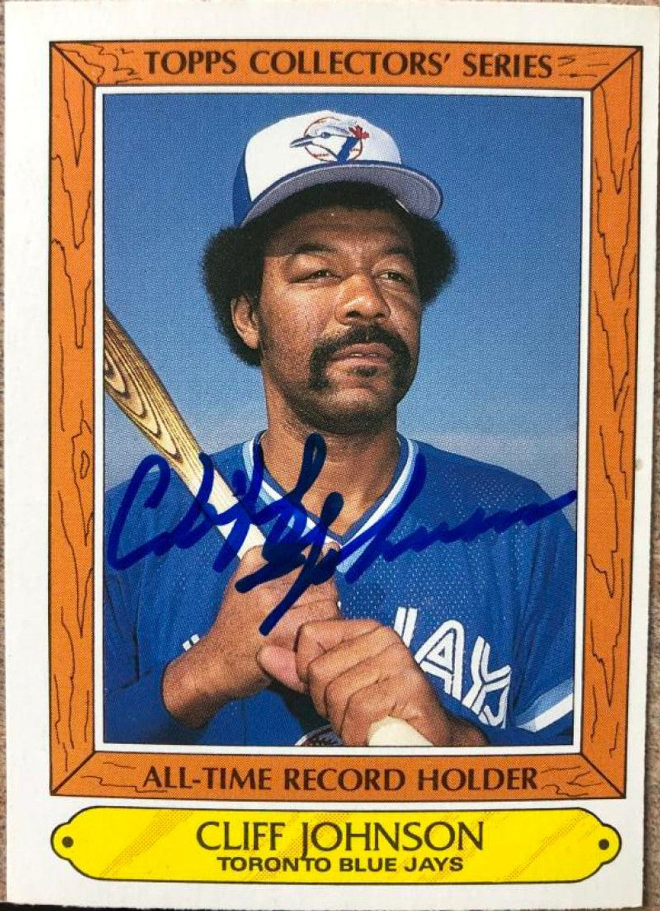 Cliff Johnson Signed 1985 Topps Woolworth's Record Holders Baseball Card - Toronto Blue Jays