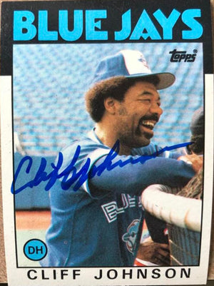 Cliff Johnson Signed 1986 Topps Baseball Card - Toronto Blue Jays