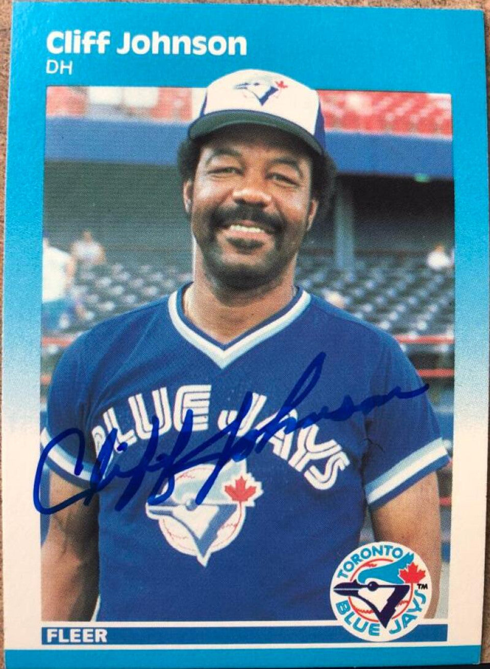 Cliff Johnson Signed 1987 Fleer Baseball Card - Toronto Blue Jays