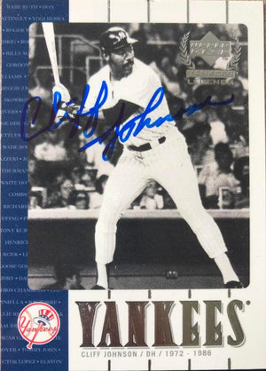 Cliff Johnson Signed 2000 Upper Deck Yankee Legends Baseball Card - New York Yankees