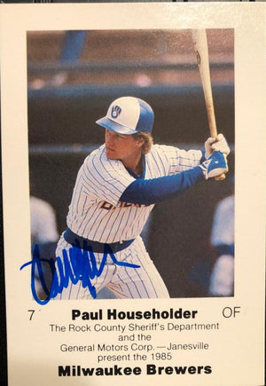 Paul Householder Signed 1985 Milwaukee Police Baseball Card - Milwaukee Brewers