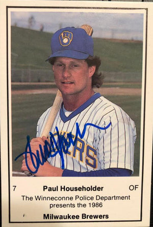 Paul Householder Signed 1986 Milwaukee Police Baseball Card - Milwaukee Brewers