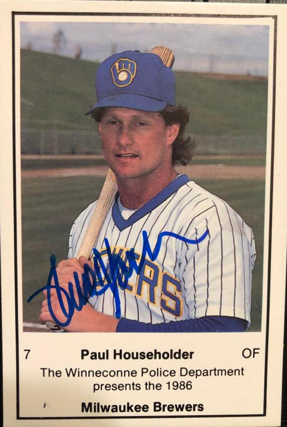 ポール ハウスホルダー サイン入り 1986 ミルウォーキー警察野球カード - ミルウォーキー ブルワーズ